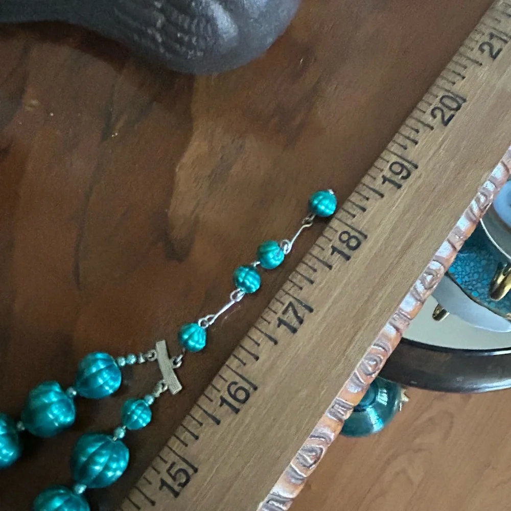 Vintage Double-Strand Green & Gold Bead Necklace